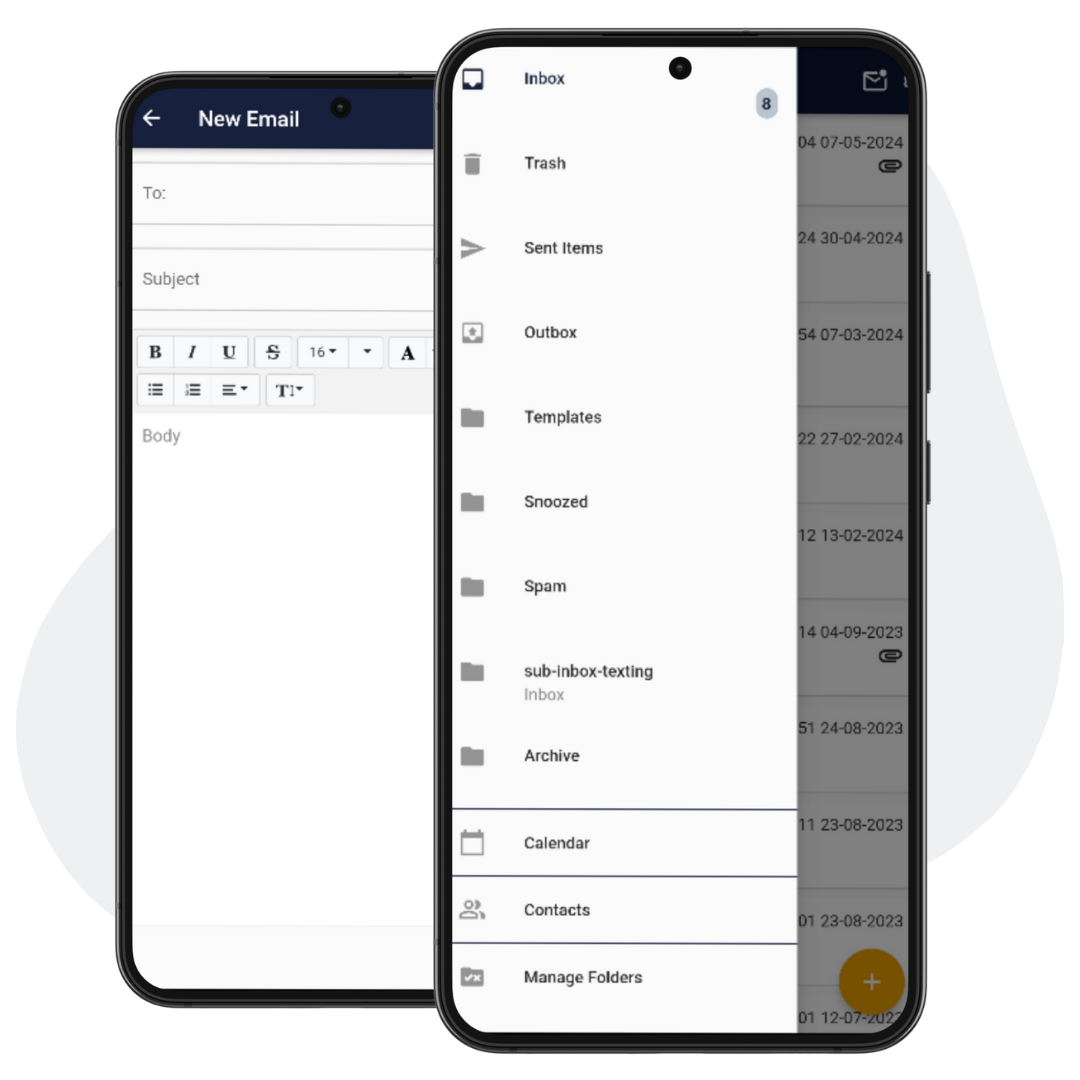 MobiVisor Secure Exchange app showing secure corporate email management on managed mobile devices