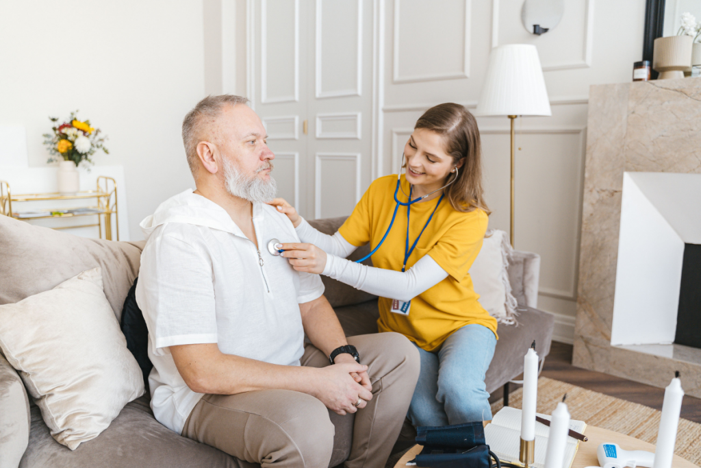 Doctor and patient reviewing medical information together on a digital tablet